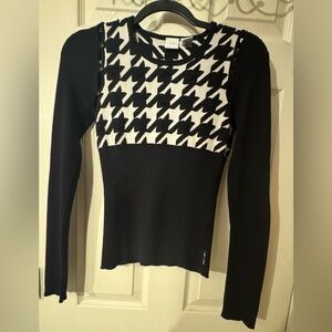 Armani Exchange Monochrome Houndstooth Long Sleeve Top